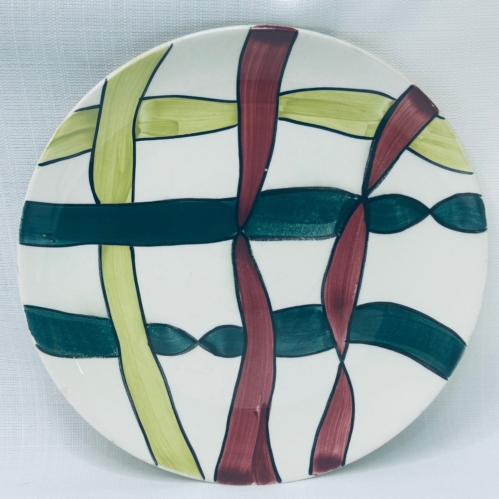 Vintage Blue Ridge Southern Potteries Hand Painted 9.5" Plate Abstract Streamers